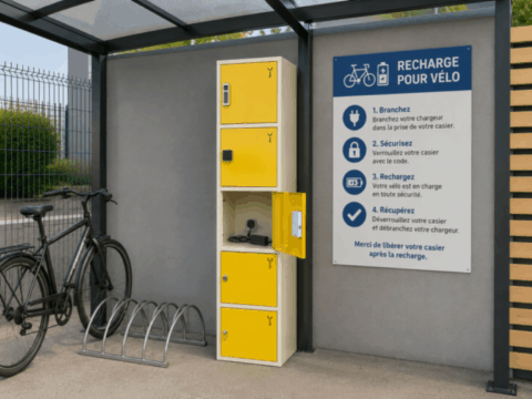Consigne avec recharge pour vélo électrique